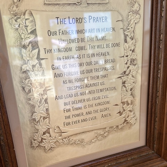 Vintage Brown Framed Lord's Prayer Wall Art - Picture 7 of 11